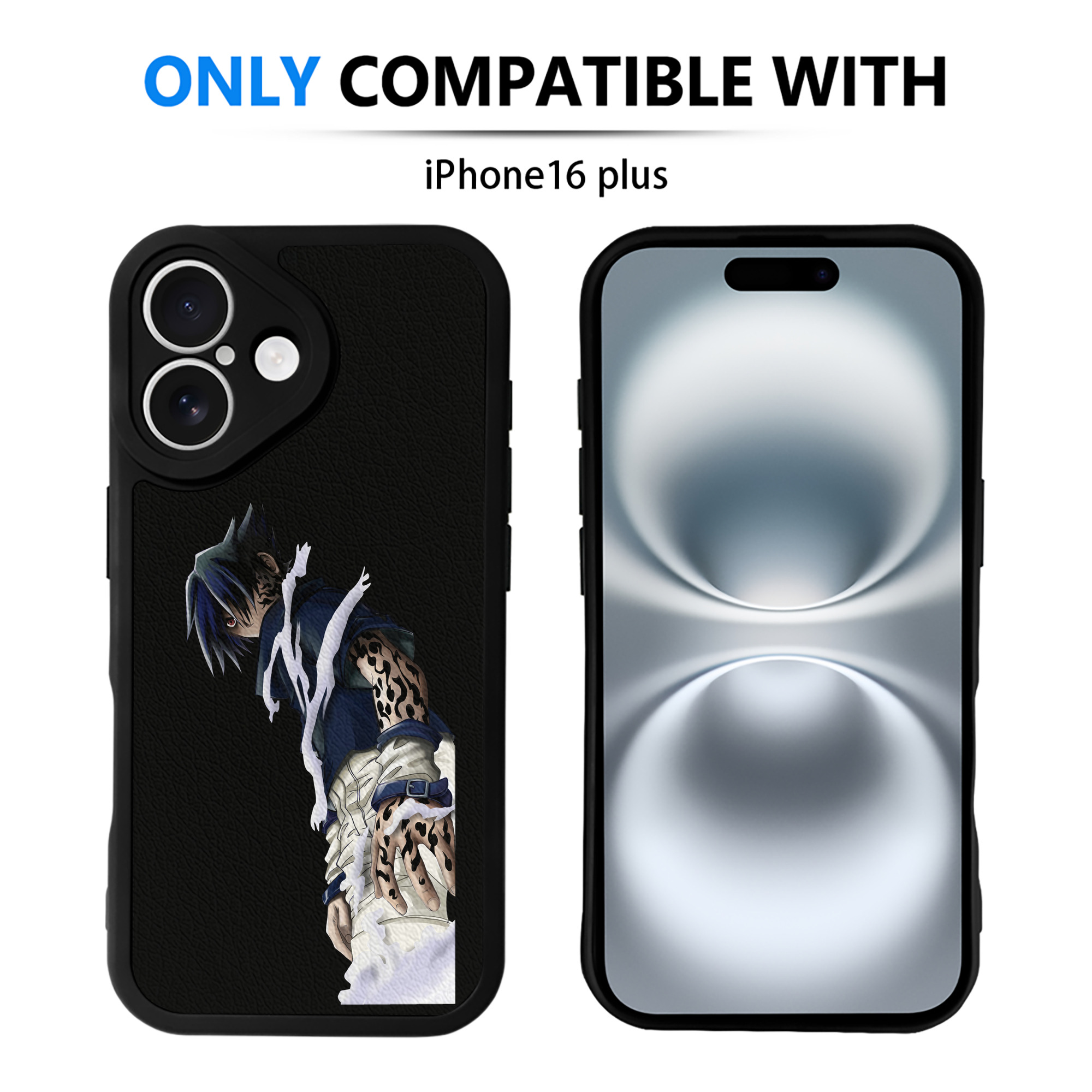 （画像用） NARUTO -ナルト- うちは サスケ Uchiha Sasuke 【iPhone 16シリーズ対応】シリコンスマホケース（レザー調） 材質：シリコン